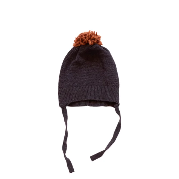 Pom Pom Hat | Charcoal  0/3m - Designed by PHIL & PHAE