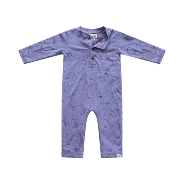 Printed Romper | Dusty Blue  0/3m - Designed by ME AND HENRY