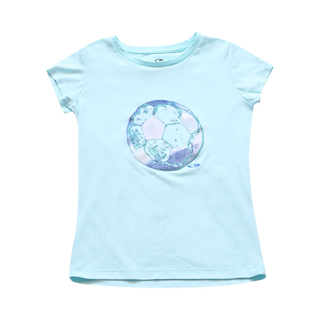 Sparkly Soccer Tee  | Aqua  10/12y - Designed by CHAMPION
