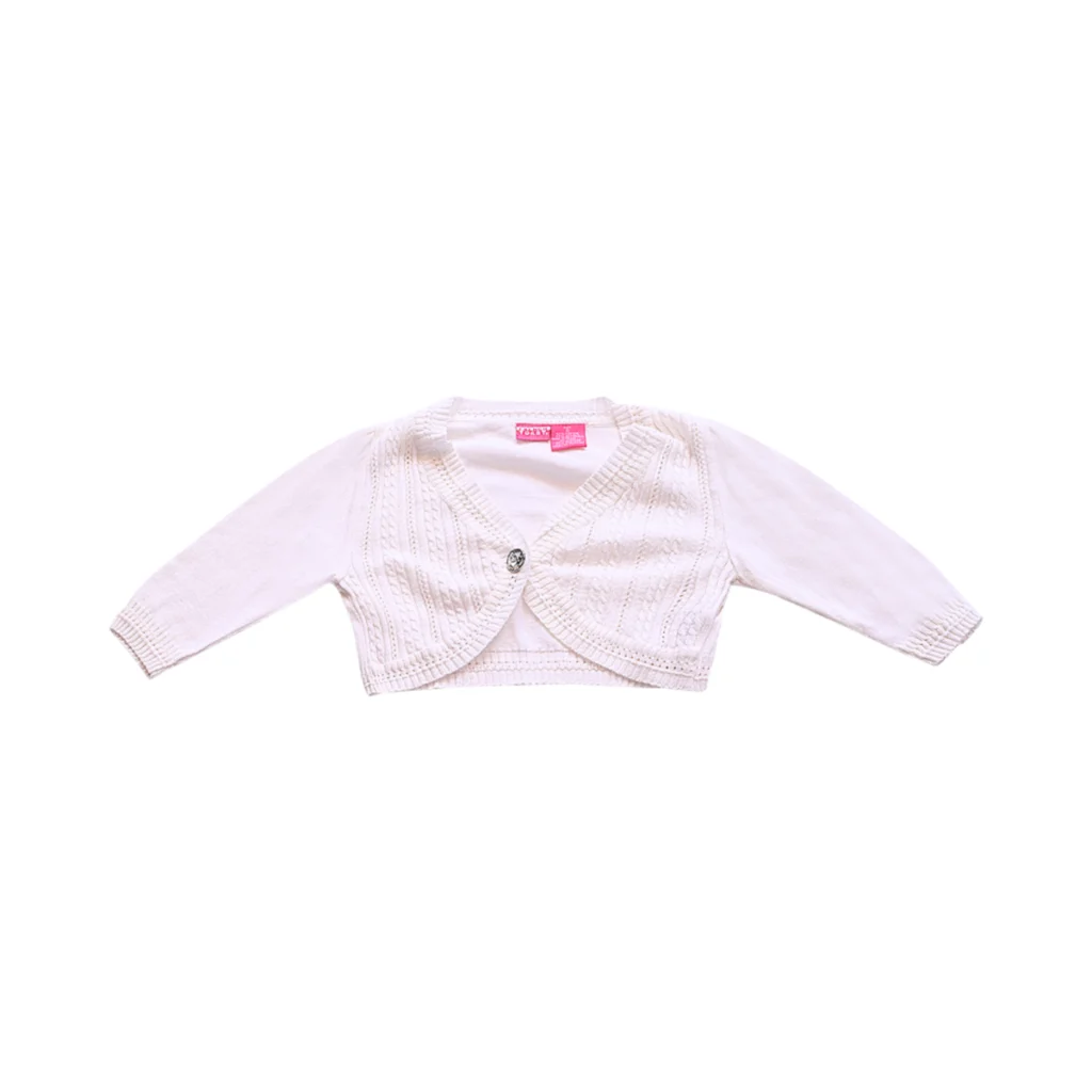Cropped Cardigan  | White  5/6y - Designed by FRENCH TOAST