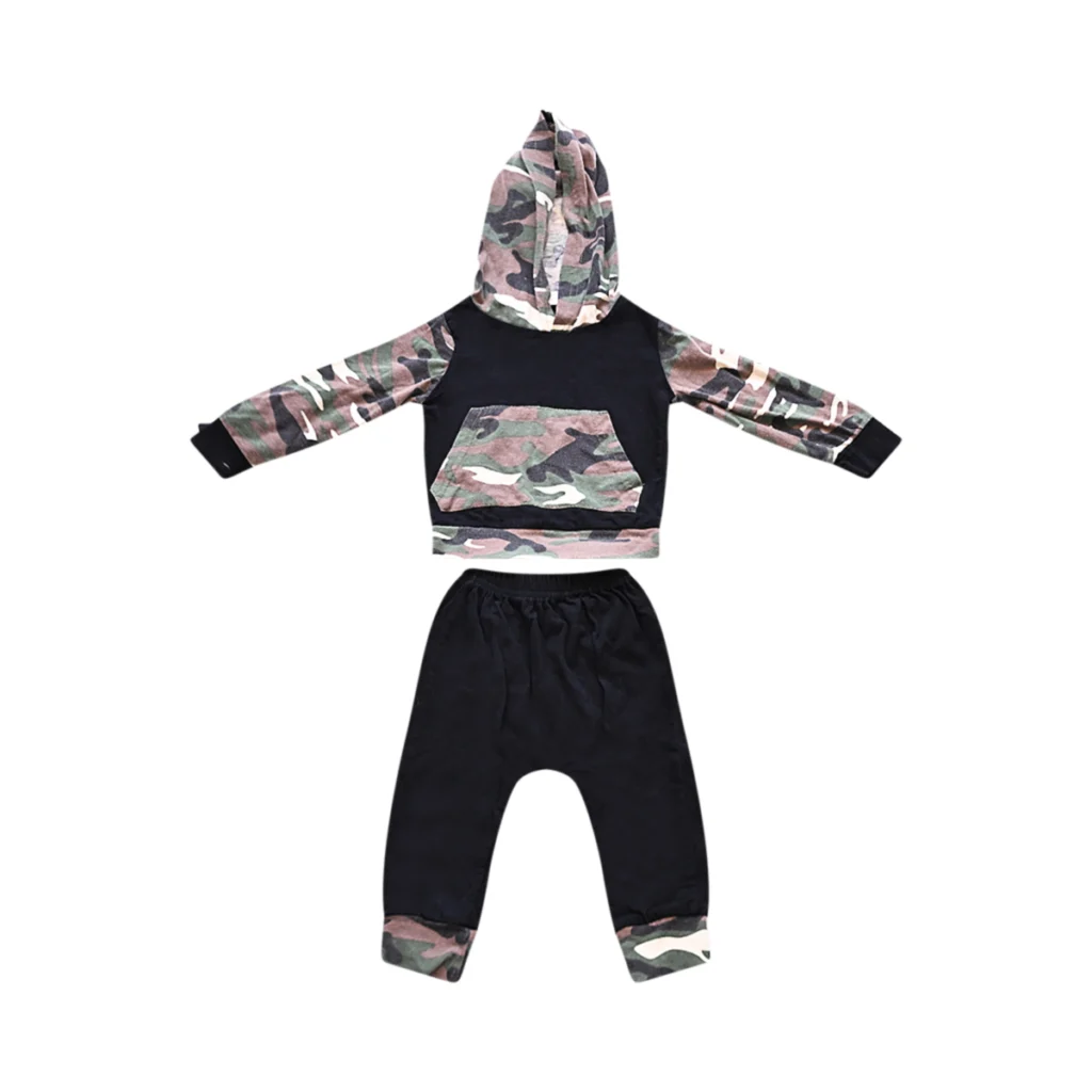 Camo Hoodie Set  | Black Multi  6/12m - Designed by JAYDEN B.