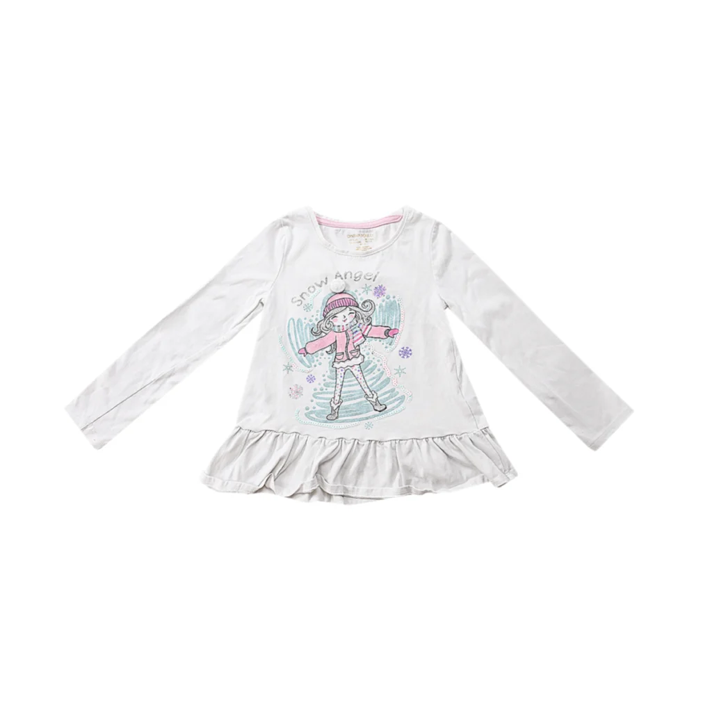 Snow Angel Ruffle Top  | White Multi  5/6y - Designed by CYNTHIA ROWLEY