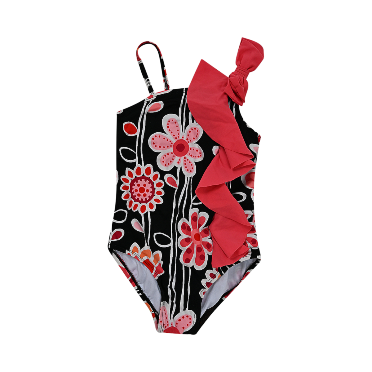 DSC 2883 Flower Power Bow Swimsuit | Black Multi 5y - Designed by GYMBOREE