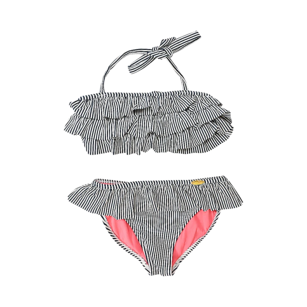 Striped Ruffle Bikini  | White Multi  7y - Designed by Jessica Simpson