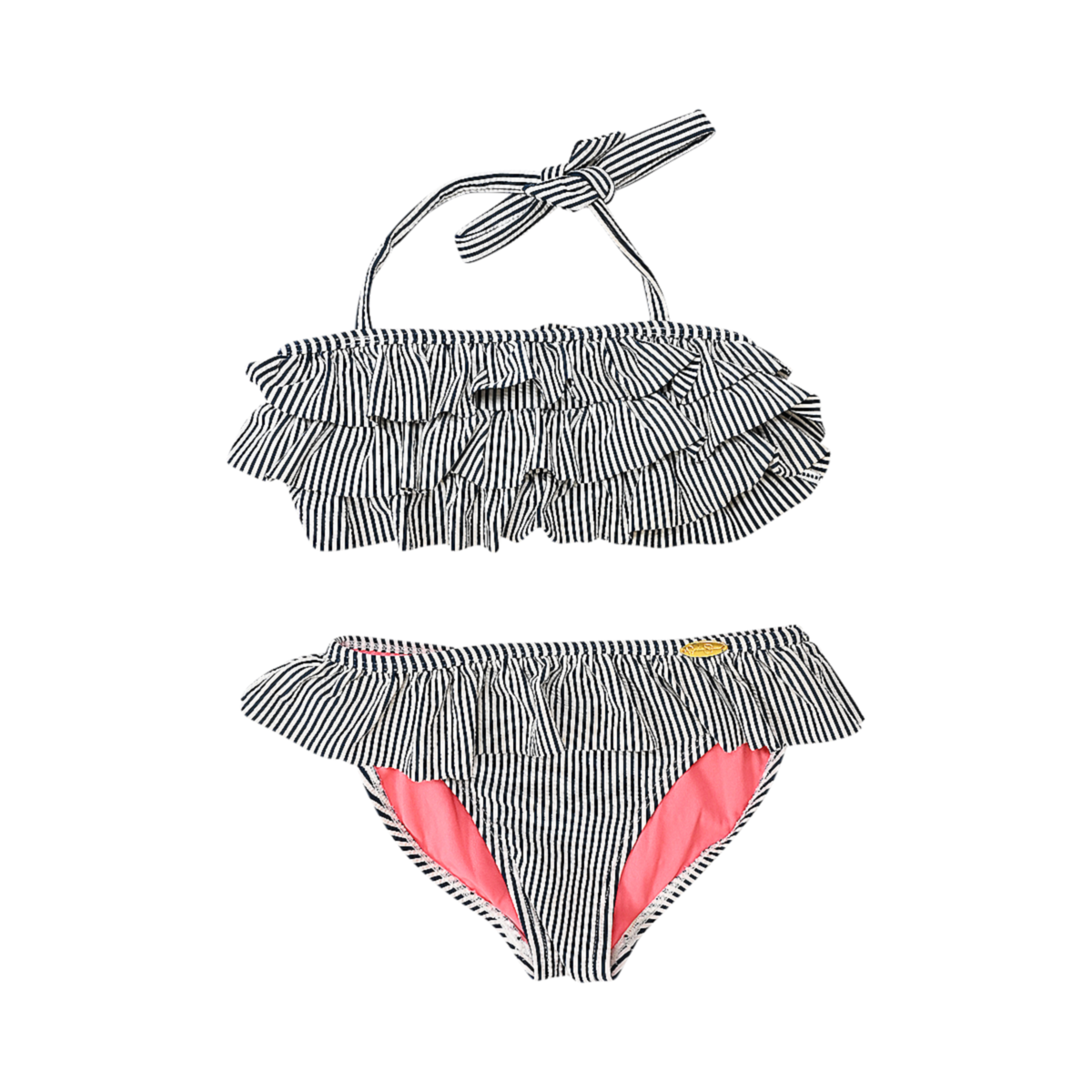 DSC 3021 Striped Ruffle Bikini | White Multi 7y - Designed by Jessica Simpson