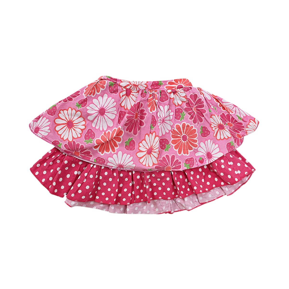 DSC 3075 Two-Tier Ruffle Skirt | Pink Multi 5y - Designed by STRAWBERRY SHORTCAKE