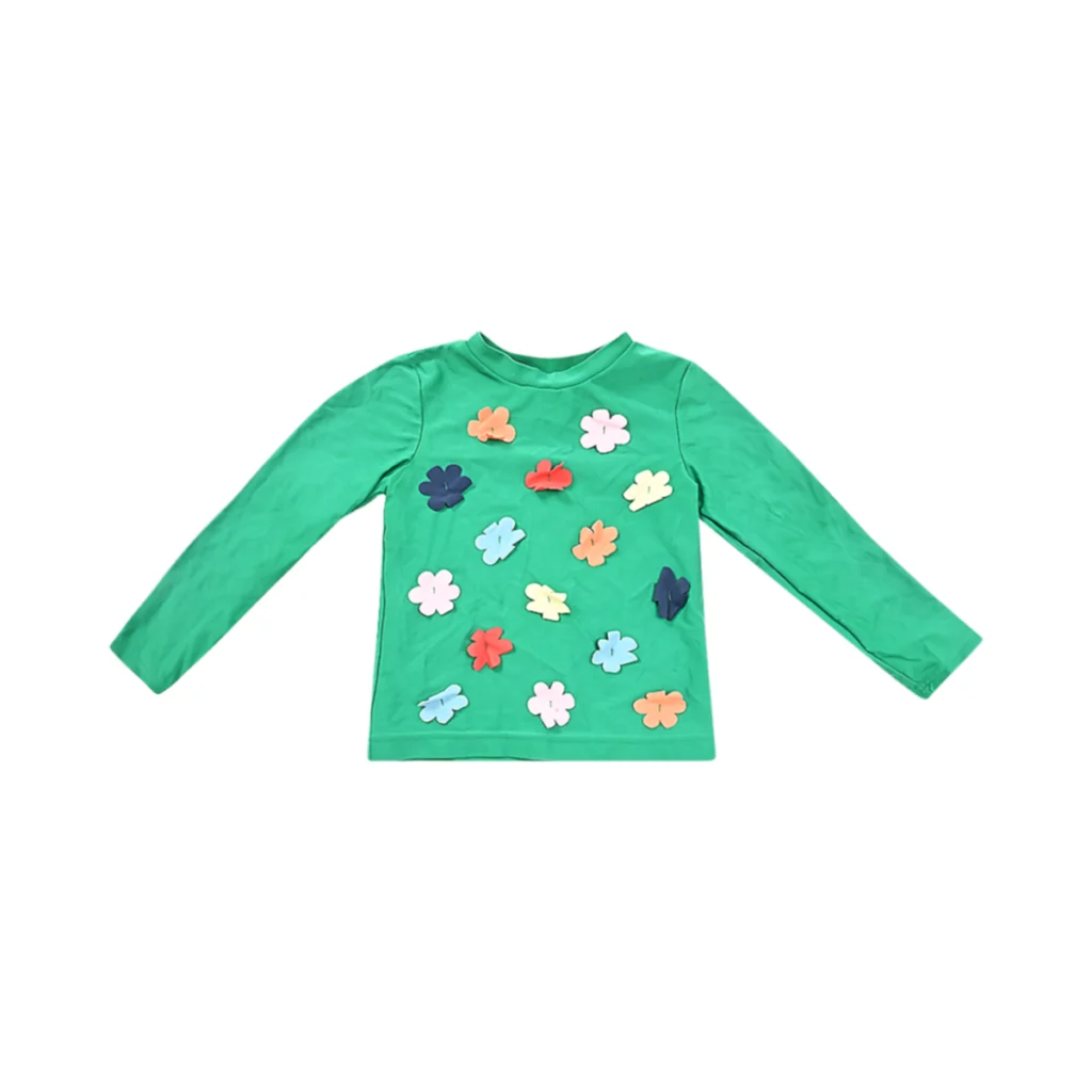 Flower Applique Rashie  | Kelly Green  5y - Designed by HANNA ANDERSSON