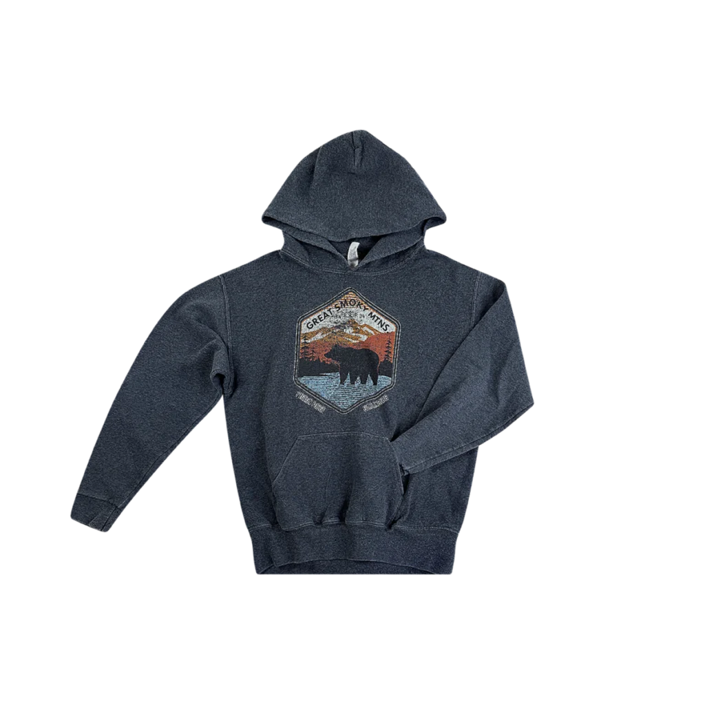 Mountain Bear Adventure Hoodie  | Dark Grey   8/10y - Designed by JERZEES
