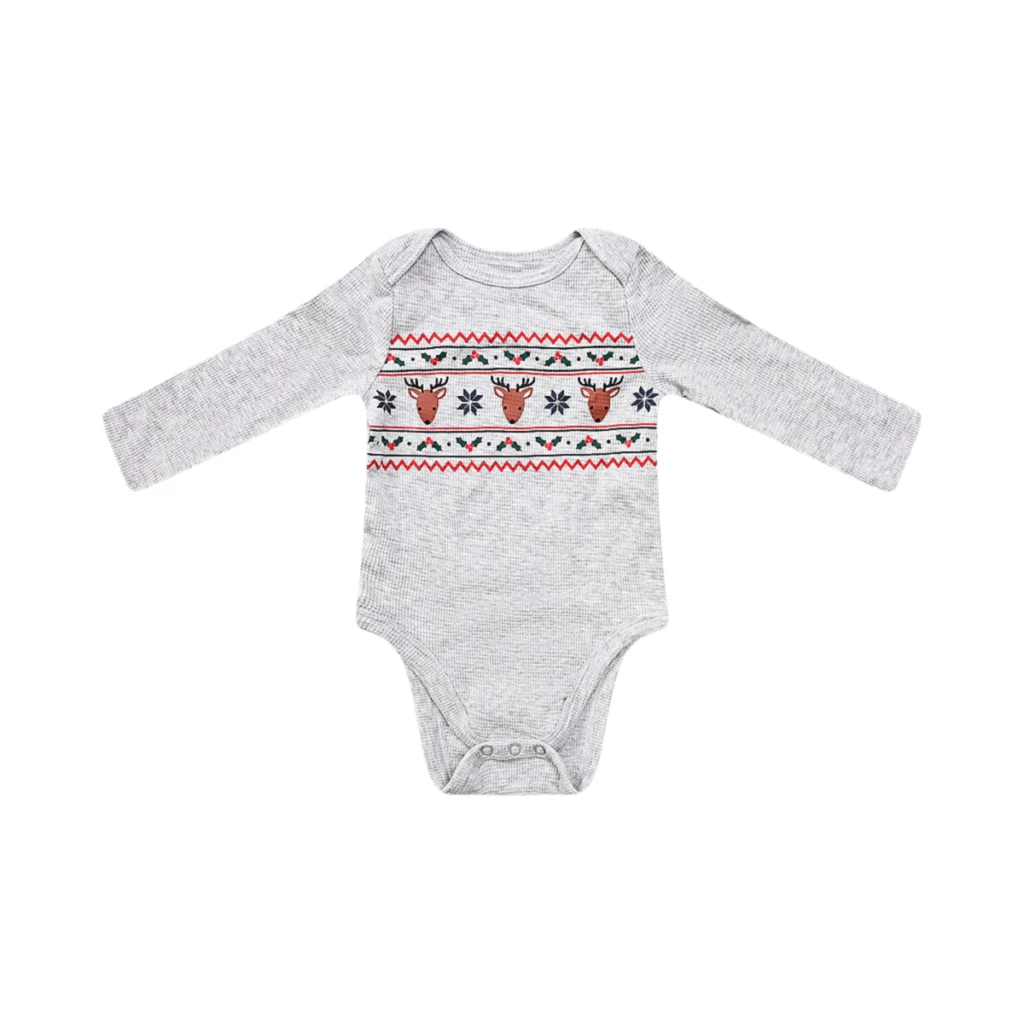 Winter Reindeer Onesie  | Light Grey  18m - Designed by JUMPING BEANS