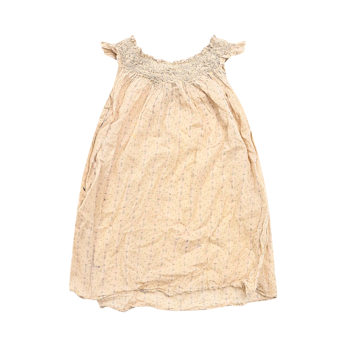 DSC 3313 Smocked Floral Dress | Beige 4y - Designed by DOEN