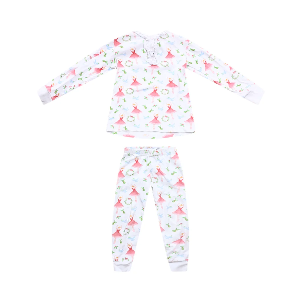 Little Dancer PJ Set  | White Multi  8y - Designed by LITTLE ENGLISH