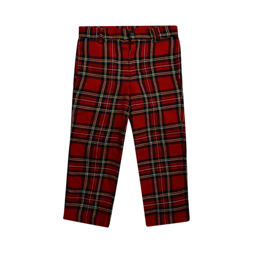 Plaid Trousers  | Red Multi  4y - Designed by E-LAND